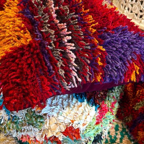 Bohemian Vintage Overstuffed Turkish Rug Pillow-20x20 - Picture 4 of 16